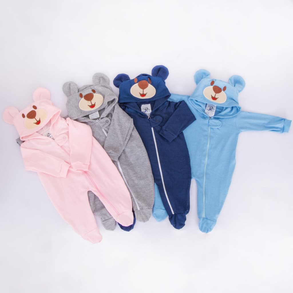 Macacão Bebê  De Urso Para Bebê Menino E Menina Com Capuz Roupas de Bebê