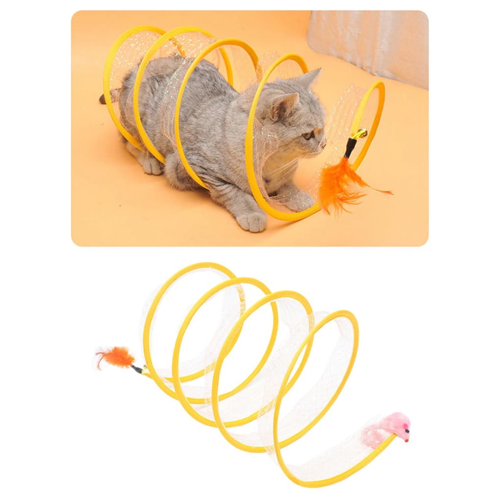 Brinquedo Túnel Mola Interativo Para Gato Dobrável Flexível