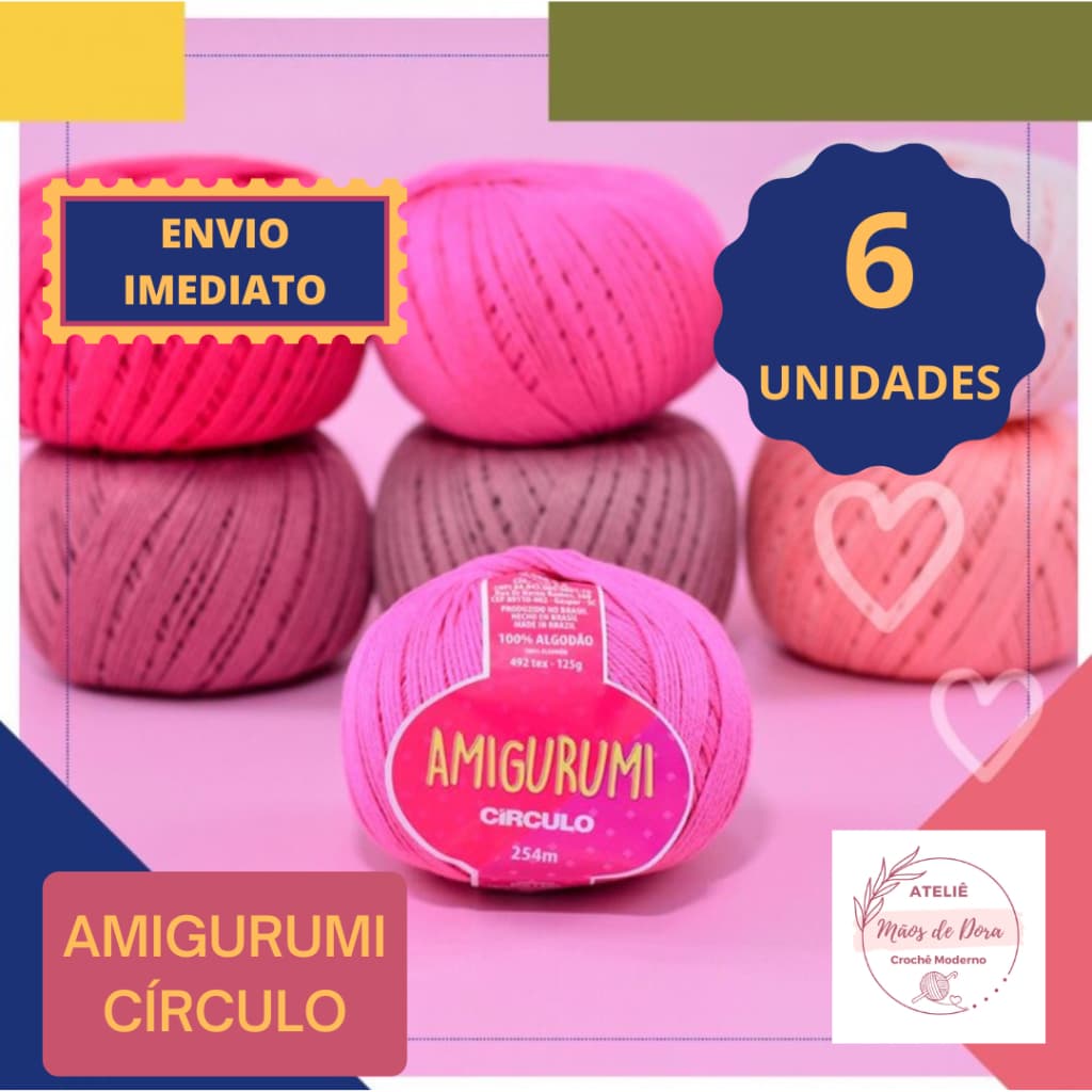 Kit Fio Amigurumi com 6 unidades - Círculo - 125g e 254m - Tricô, Crochê, Handmade