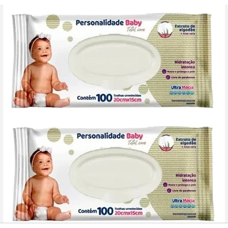 Kit Toalha Umedecida Personalidade Baby - 200 unidades de Lenço Umedecido para Bebê