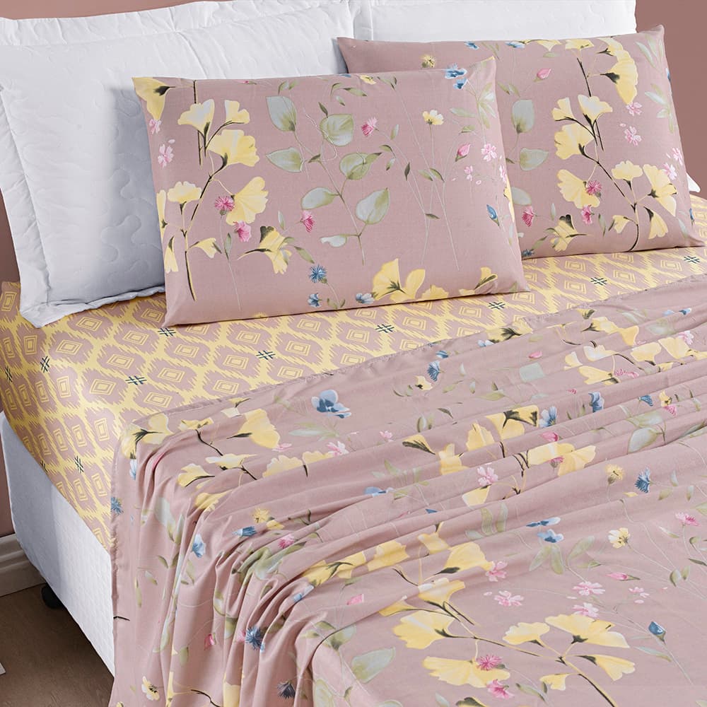 Jogo de lençol/Jogo De Cama  BOUTI CASAL PADRÃO 4 PEÇAS