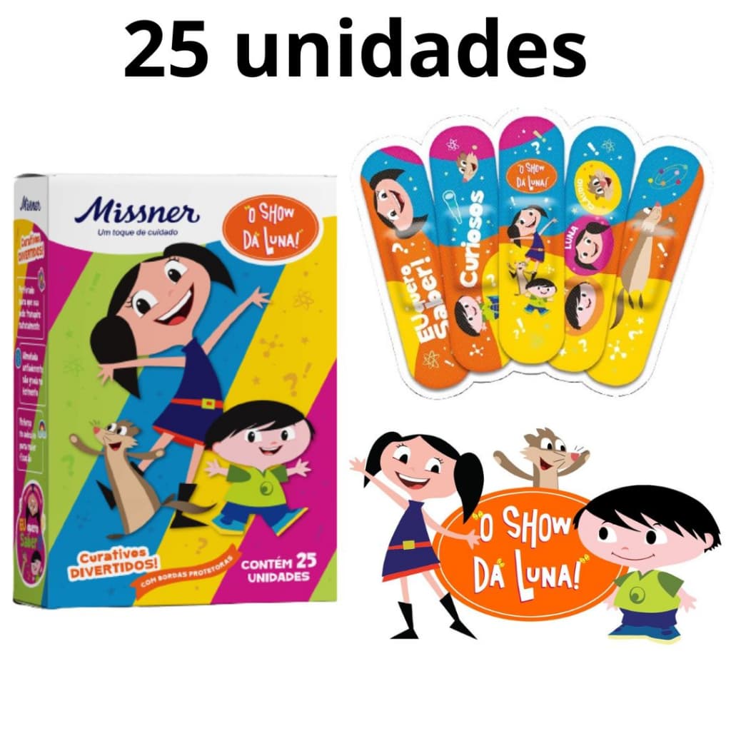 Kit 25un Curativo Band-aid Infantil Bandagem Para Crianças Show Da Luna Colorida
