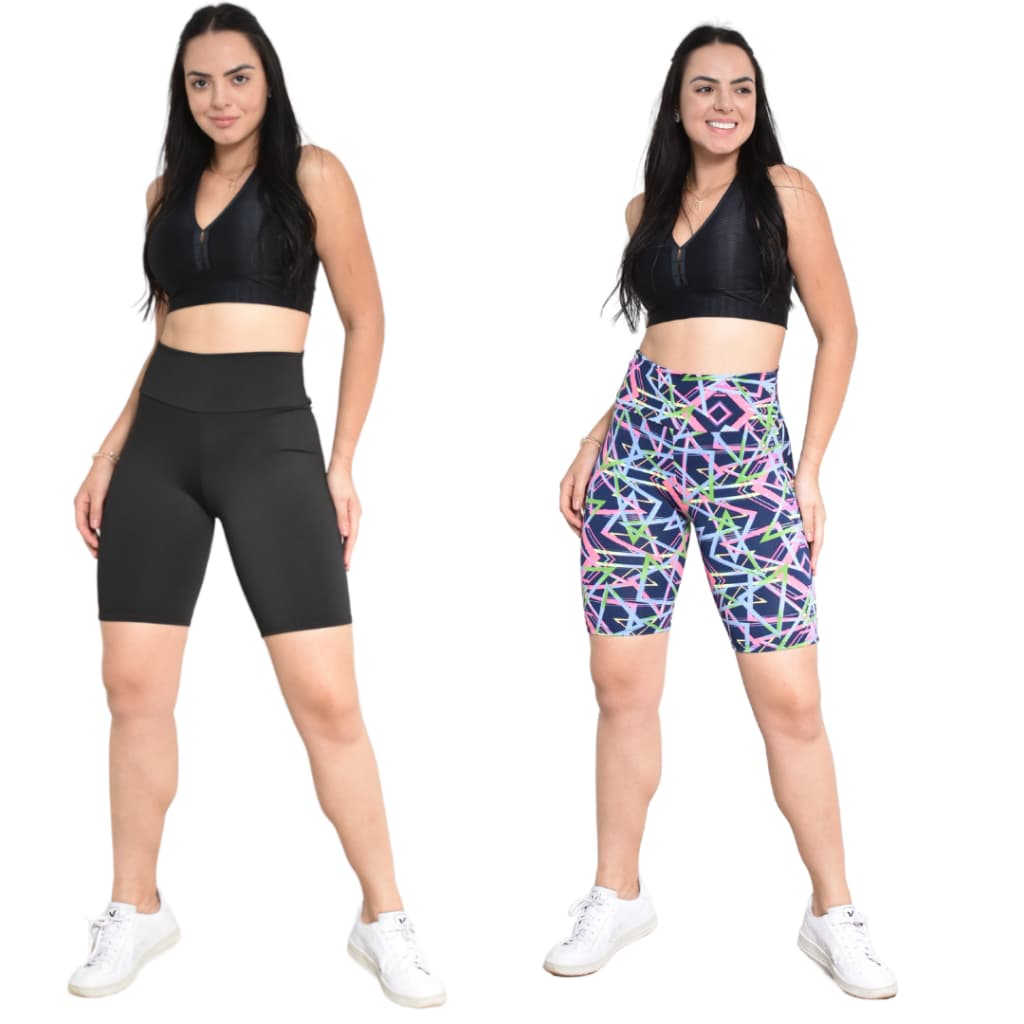 Kit 2 Shorts Legging Suplex Fitness Academia Cós Alto Promocão