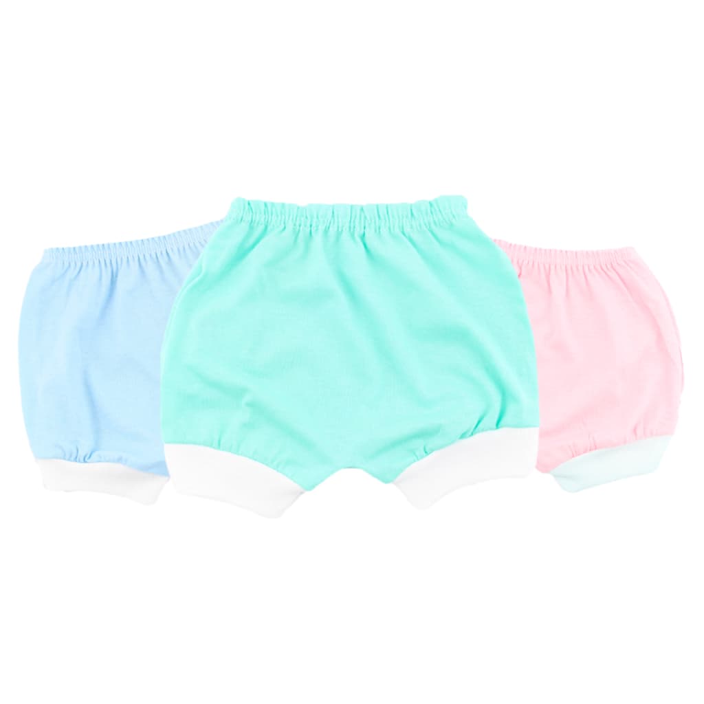 Shorts Tapa Fralda Punho Branco Bebê Unissex Malha 100% Algodão - Tamanho Único (RN)