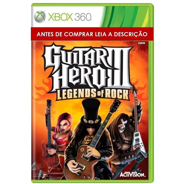 Jogo Guitar Hero III: Legends of Rock Xbox 360 Mídia Física Funciona no Controle