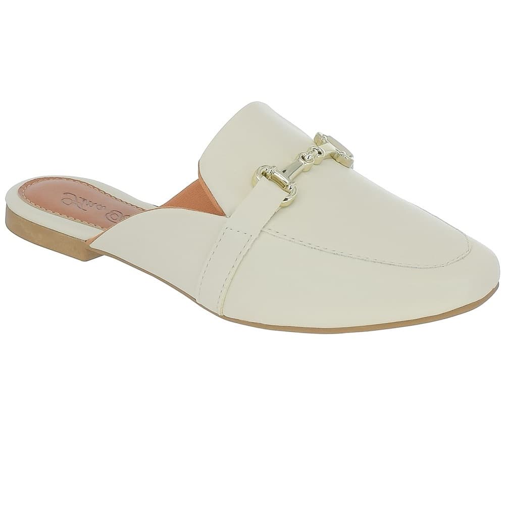 Sandália Feminina Mule Chinelo Rasteira Confortável Fivela Metalica Casual Estilosa Tendencia Social