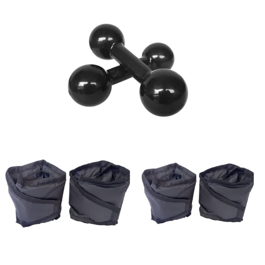Kit Academia Musculação Treino Completo Par Halter 3 kg + Pares de Caneleiras de 1 kg e 2 kg cada