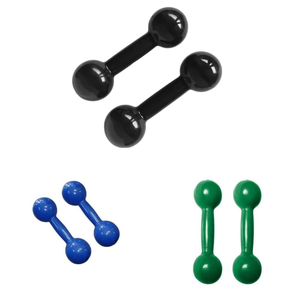 Kit Completo Academia Pares de Halteres Emborrachados de  (meio) 0,5 kg + 1 kg + 2 kg cada