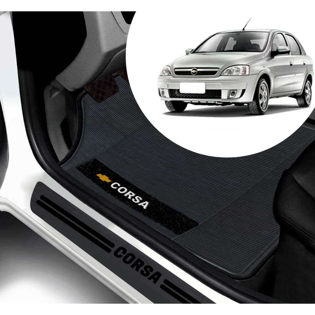 Kit Tapete E Soleira De Porta UNIVERSAL Gm Corsa Personalizado PARA CARRO AUTOMOTIVO