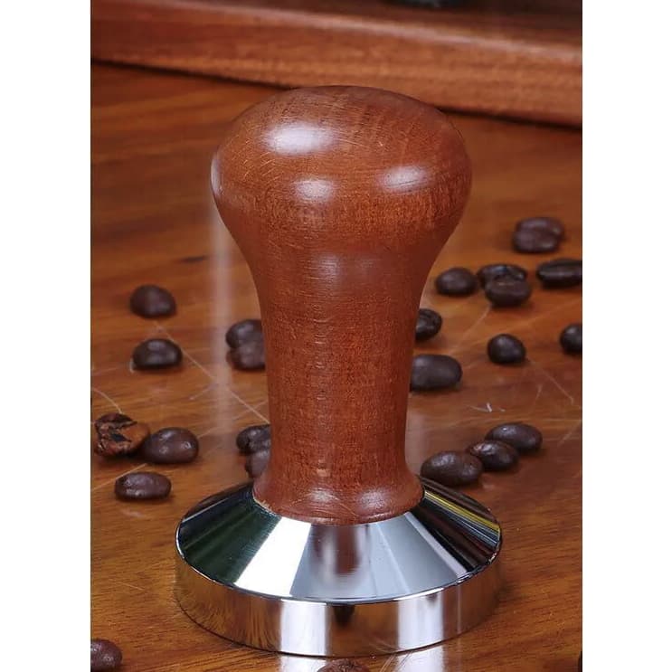 Tamper Compactador De Café Expresso Em Inox+ Madeira 54 Mm
