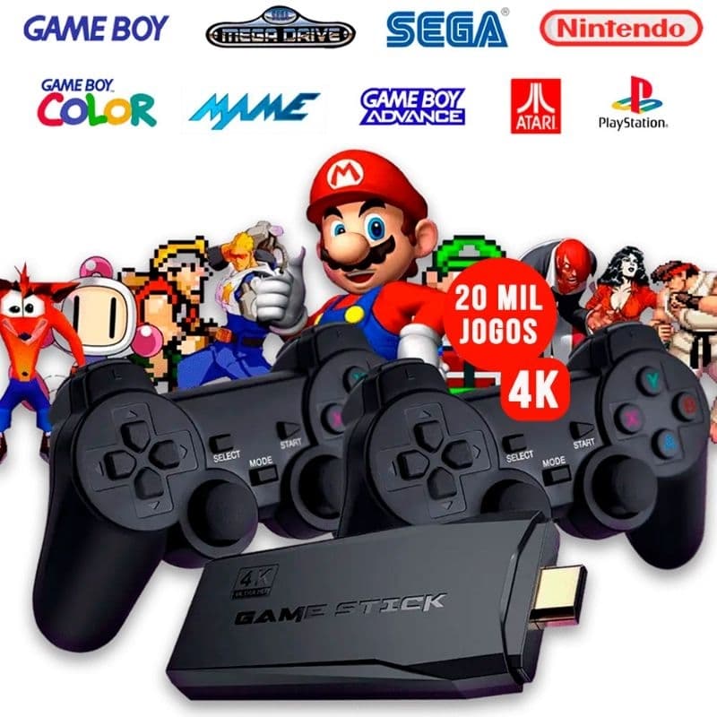 Video game 20 mil jogos vara 4K clássico retro vio ( envio do Brasil ) sem fio vídeo U8 console 2 controle