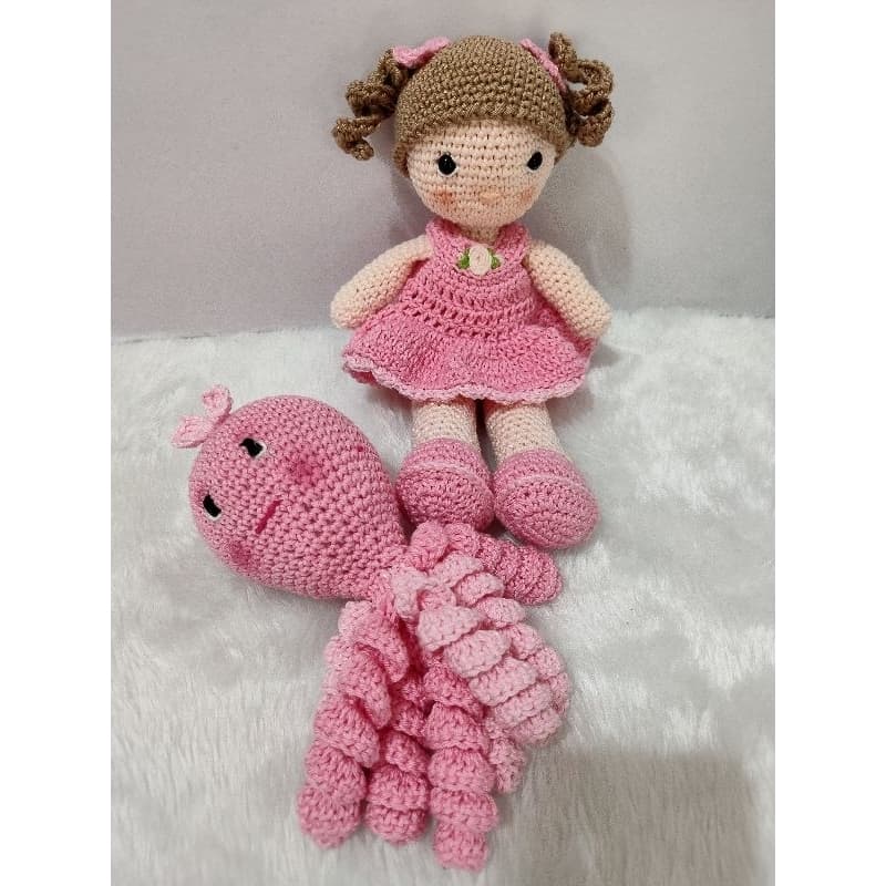 kit boneca com polvo amigurumi/crochê