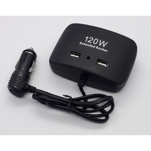 Carregador Veicular Extensão Triplo Soquete  Para Tomada Veicular 12V E 24V 120w Com 2 Usb (M-21-42A)