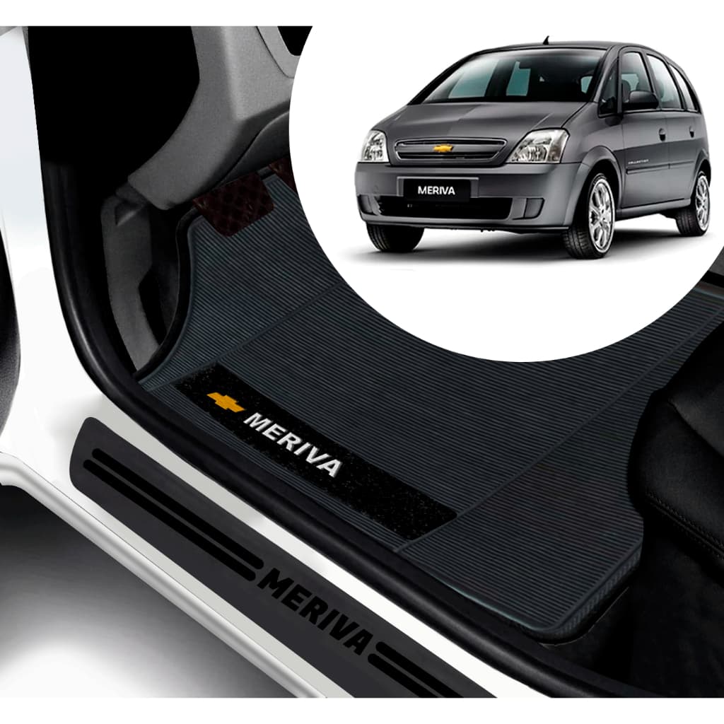 Kit Tapete E Soleira De Porta UNIVERSAL Gm Meriva Personalizado PARA CARRO AUTOMOTIVO