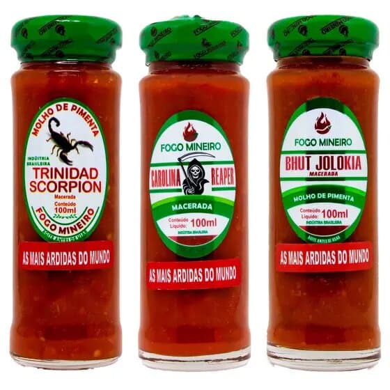 Kit Com 3 Pimenta Mais Fortes Do Mundo Carolina Reaper, Scorpion, Bhut Jolokia