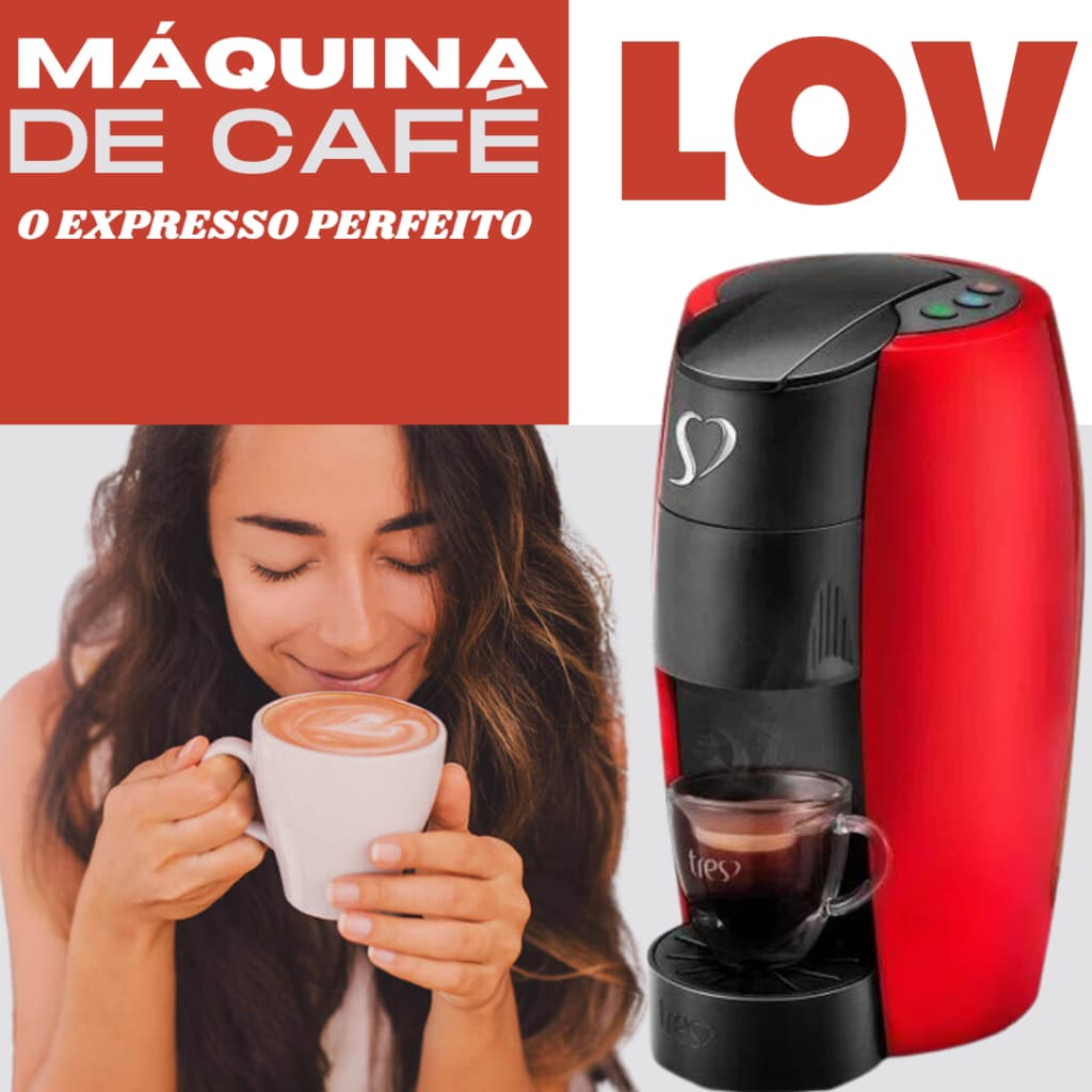 Máquina de Café Três Corações | Cafeteira Expresso e Multibebidas LOV Vermelha Automática - TRES 127V
