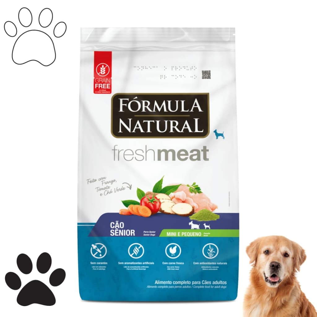 Ração 500g SÊNIOR Fórmula Natural Fresh Meat, cães de pequeno porte/cachorro/alimentação
