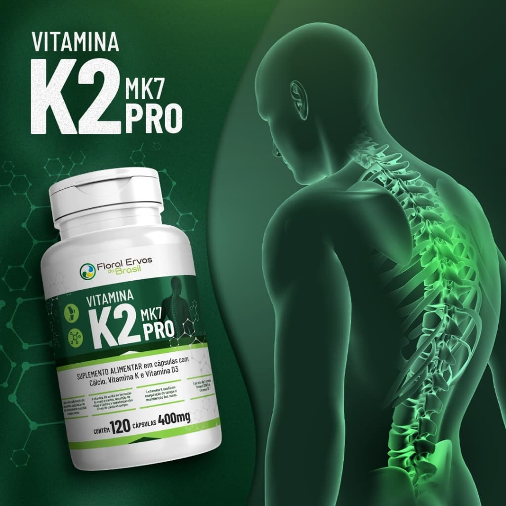 Vitamina K2 Pro (mk7) 100mcg120 cápsulas 400Mg Vitamina D3+Cálcio Formação de ossos e dentes