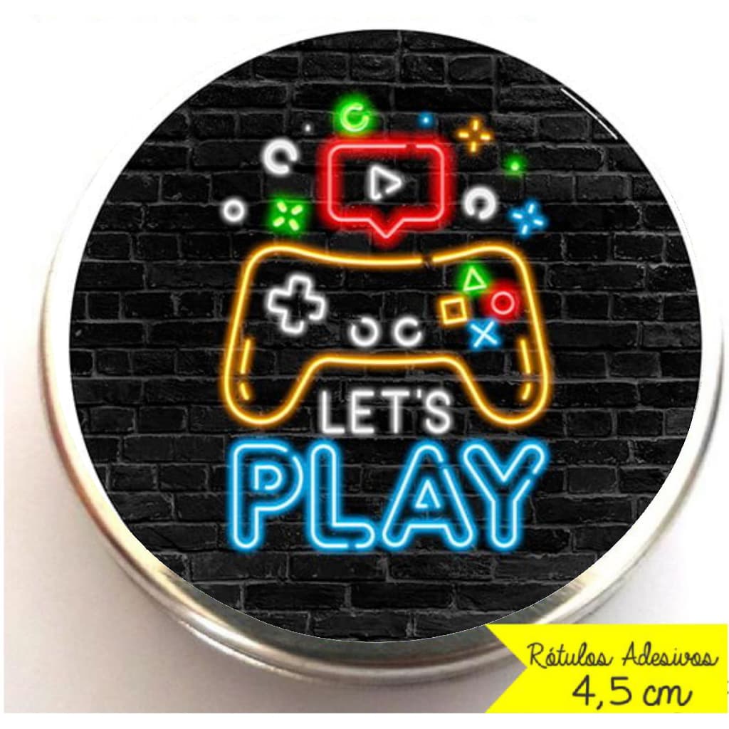 40 rótulos adesivos redondo 4,5cm tema gamer, FOSCO SEM NOME, rótulos para latinhas, garrafinhas, tubetes, caixinha