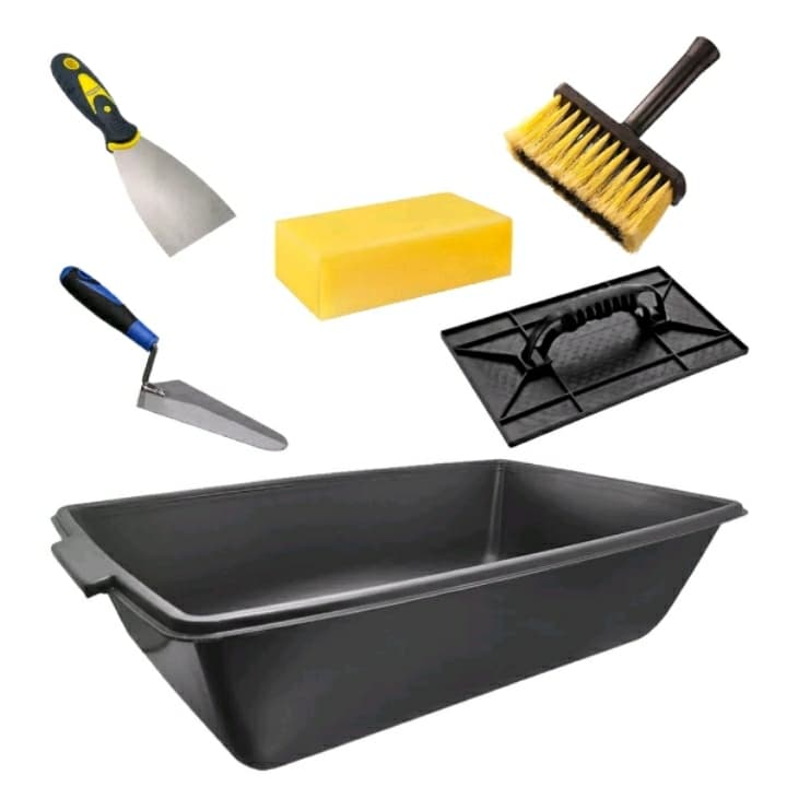 Ferramentas pedreiro Kit Obra Completo Masseira 20 Litros Desempenadeira e Colher de Pedreira + Acessórios