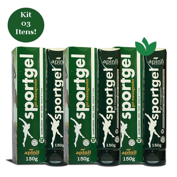 Kit 3 Unidades Sportgel Gel Massageador 17 Ervas 150g Apinil Cosméticos