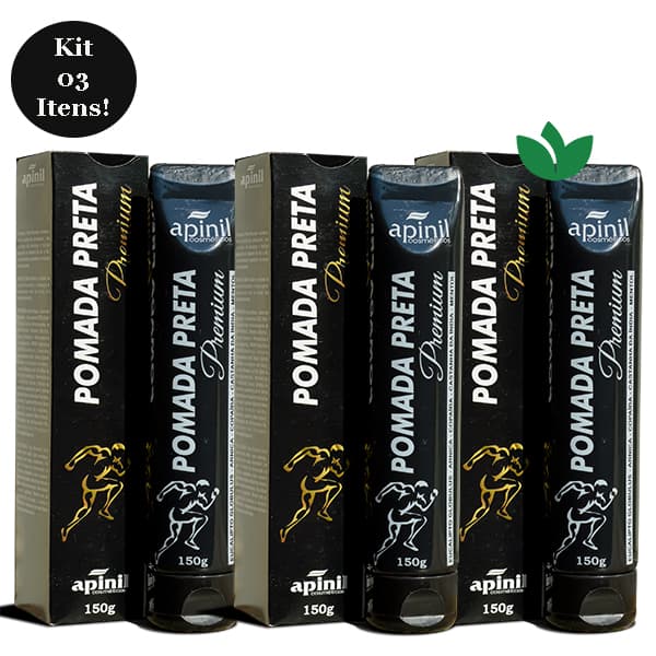 Kit 3 Unidades Pomada Preta Premium Massageadora 150g Apinil
