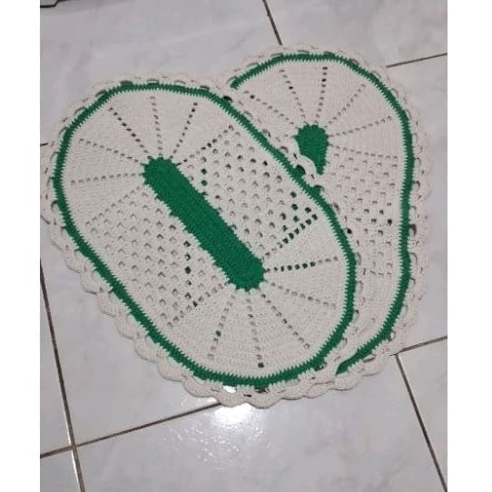Par de Tapete de crochê croche em barbante para quarto sala cozinha banheiro
