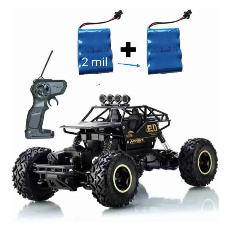 Carrinho de Controle Remoto Rock Crawler 4x4 com Bateria Extra