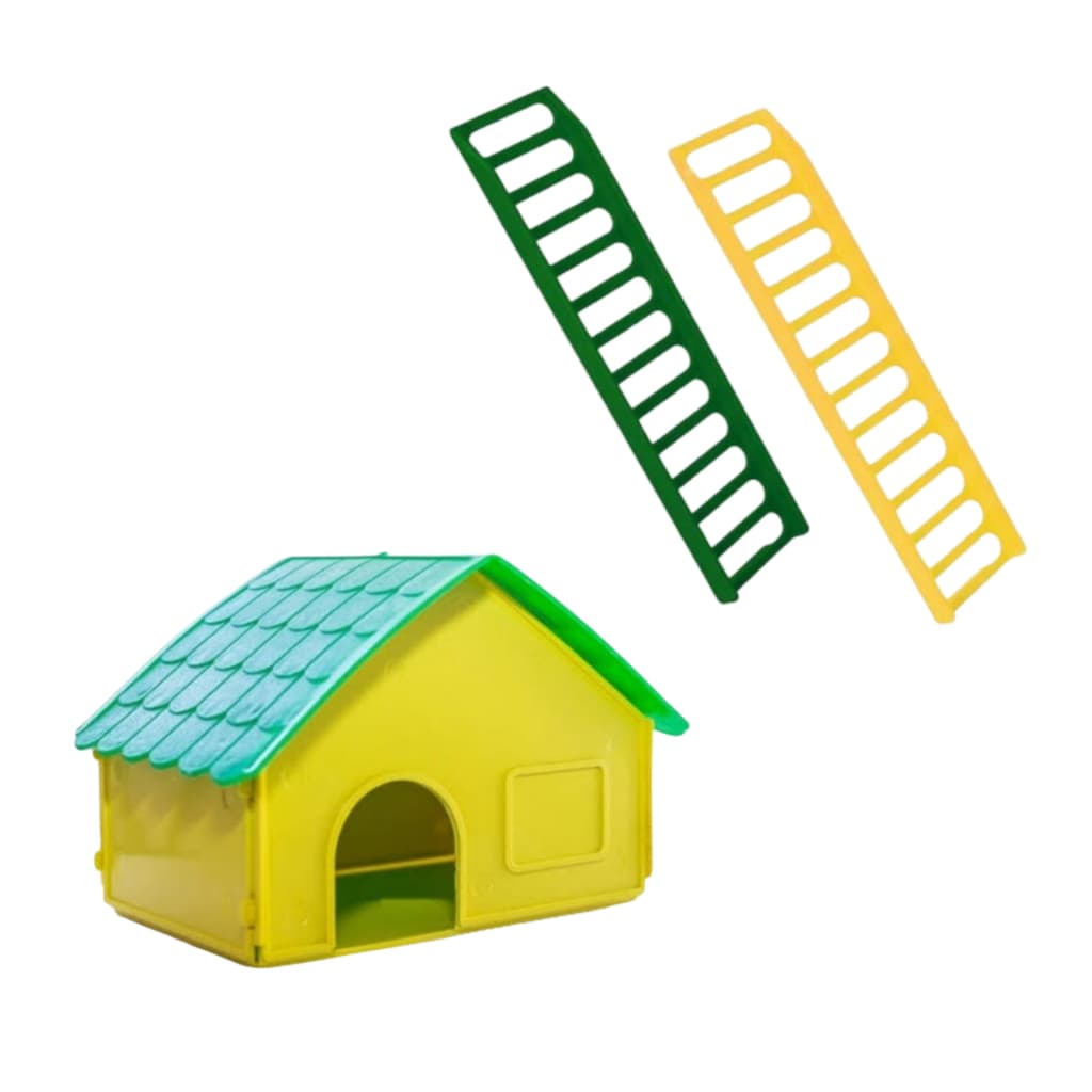 Casinha P/ Hamster E Outros Roedores + 2 Escadinhas