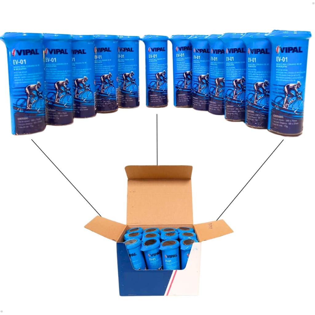 Kit 12 Remendos Reparos Câmaras De Ar de Bicicletas Bike Estojo Selante Câmara De Ar Pneu Bicicletaria Moto Ev-01 Camara De Ar Bicicleta Moto Lixa Cola Remendo Frio Cicloviagem Atacado Bicicletaria Bike Shop Estojo Moto Reparo Selante Barra Circular