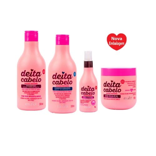 Shampoo + Condicionador + Máscara Hidratante + Finalizador | Kit Deita Cabelo Muriel