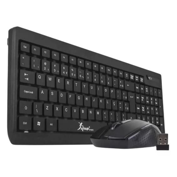 Kit Teclado e Mouse Sem fio Optical Wireless USB Preto Português 2.4GHZ