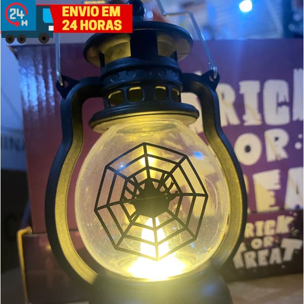 LED Haloween Lampião Luminária Teia Fantasma Luz De Halloween Decoração De Festa