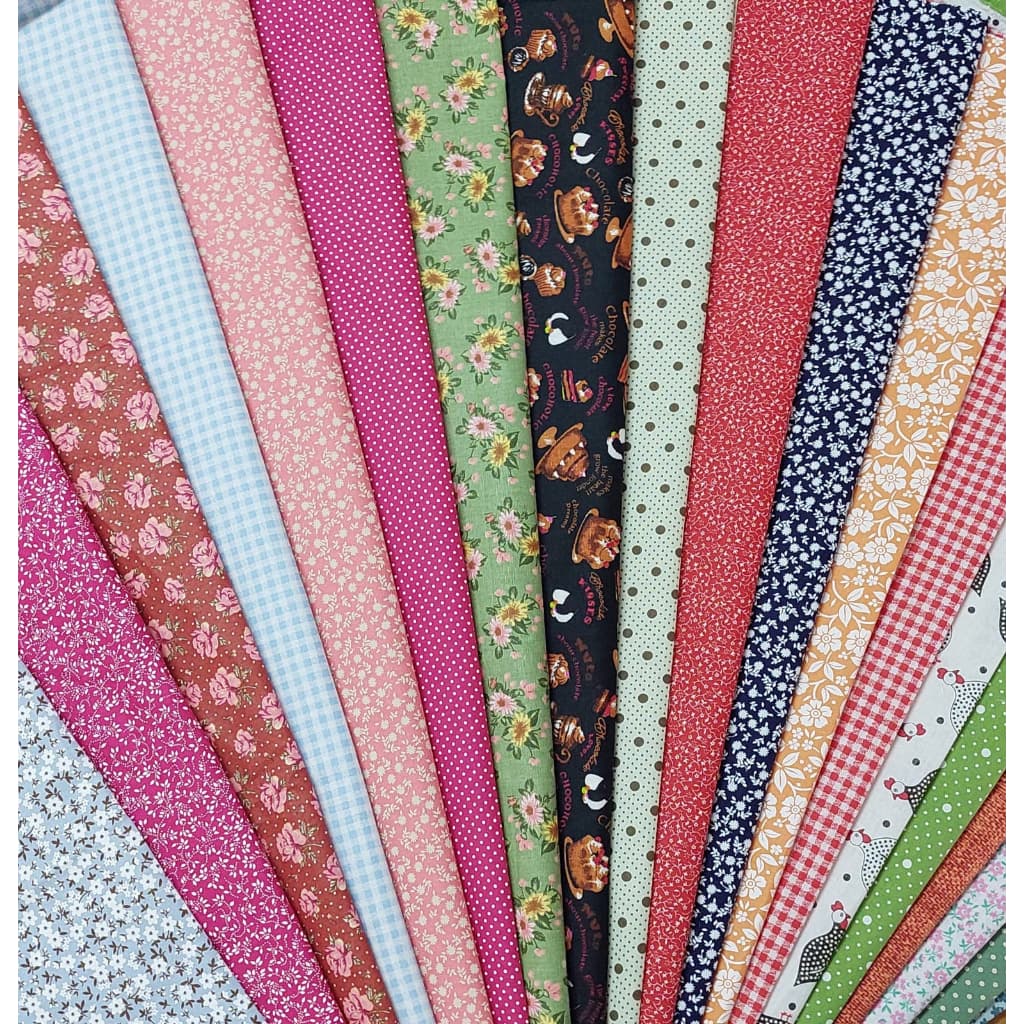 Kit Tricoline Para Artesanato Costura Patchwork 20 Cortes 35 X 50 Cm