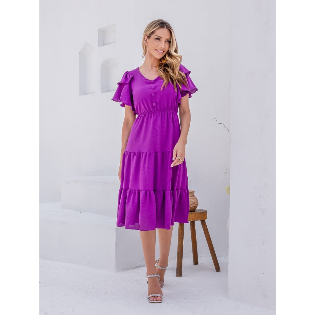 Vestido Midi, Canelado, Curtinho, Manga Curta, Gola Colarinho, Com Nó Na Frente, Leve, Liso, Elegante, Sofisticado, Vestido De Mar, Vestido Longo, Vestido De Festa, Vestido Manga Longa, Vestido Casual, Vestido Social, Vestido Xadrez, Vestido Colado, Vest