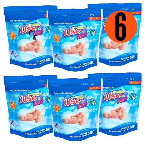 Kit Lenços Umedecidos c/ 2400un use It (6 REFIS c/400un)