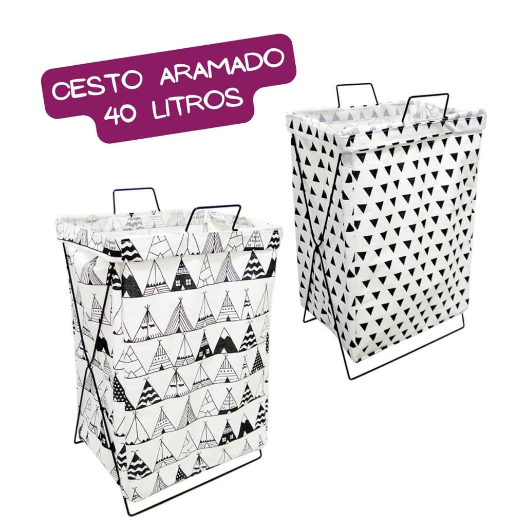 Cesto Organizador Dobrável Impermeável Com Suporte Multiuso Retangular Roupa Livros Brinquedos Banheiro