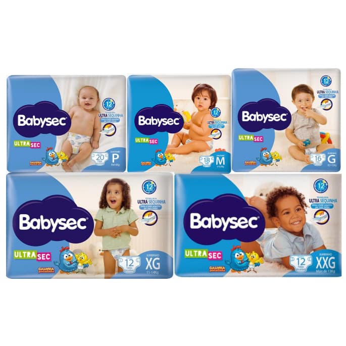 Kit C/ 4 Pct Fralda Babysec Galinha Pintadinha Ultrasec
