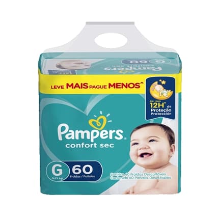 60 Unidades Fralda Pampers Confort Sec Super Tamanho G 
