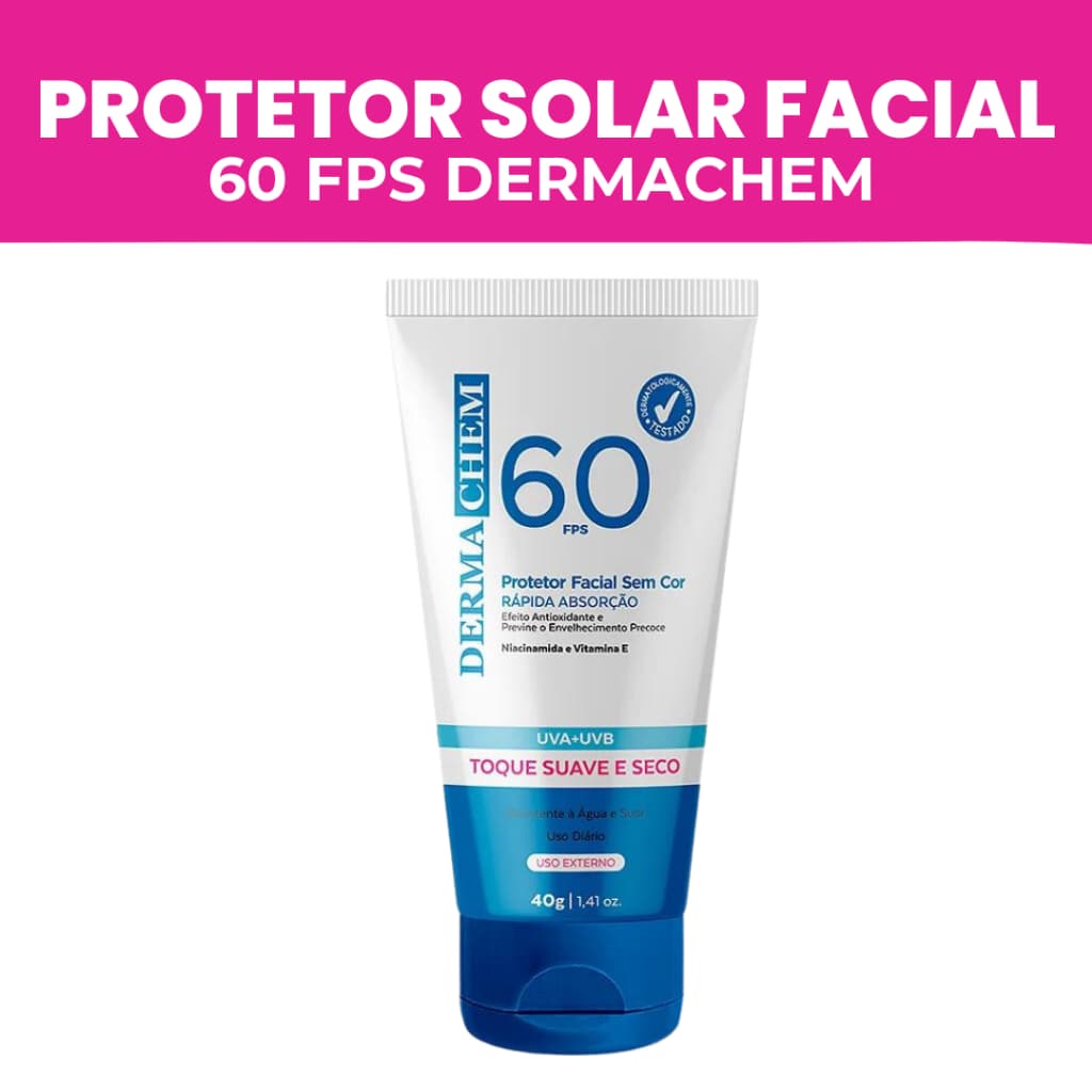PROTETOR SOLAR FACIAL 60 FPS 40G (PARA O ROSTO/PROTEÇÃO) - DERMACHEM