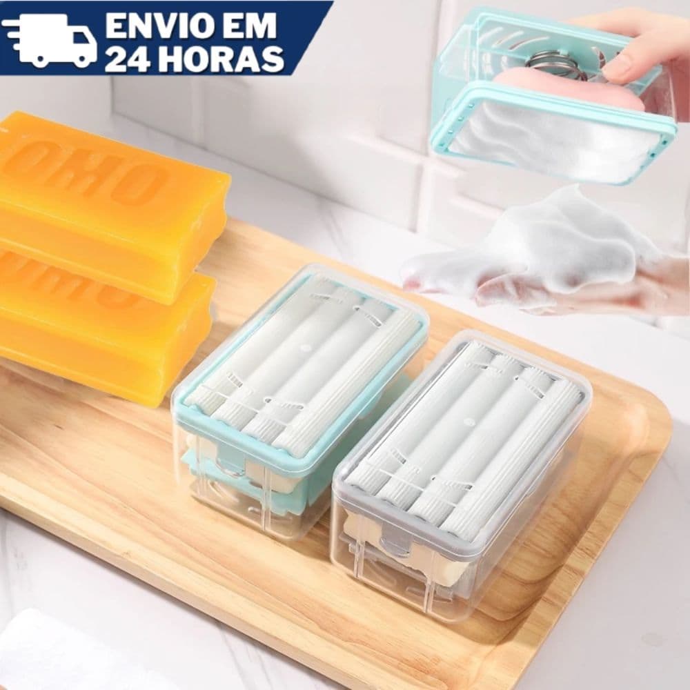 Porta Sabão em Barras Com Esfregão Suporte Escova Com Rolos Para Lavar Roupas Faz Espuma Ferramenta 2 em 1 Limpeza