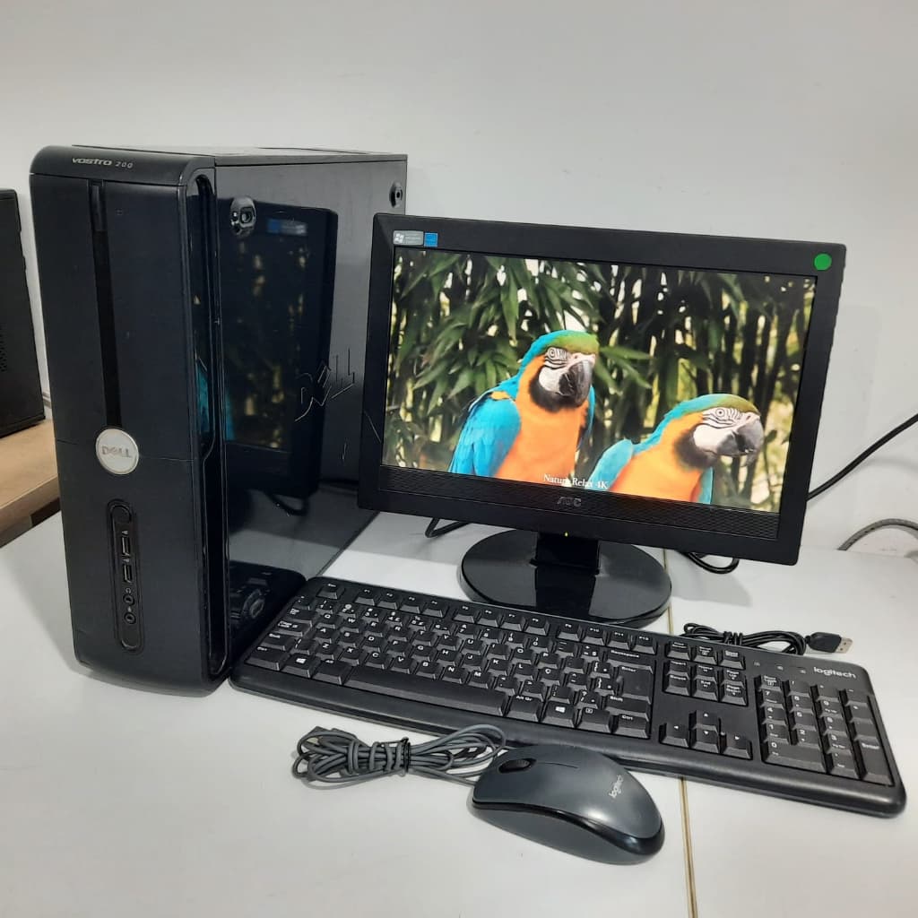 Pc Computador Completo Dell Vostro 200 Core 2 duo Memoria 4gb Wi-Fi Monitor 16 Polegadas Teclado Mouse