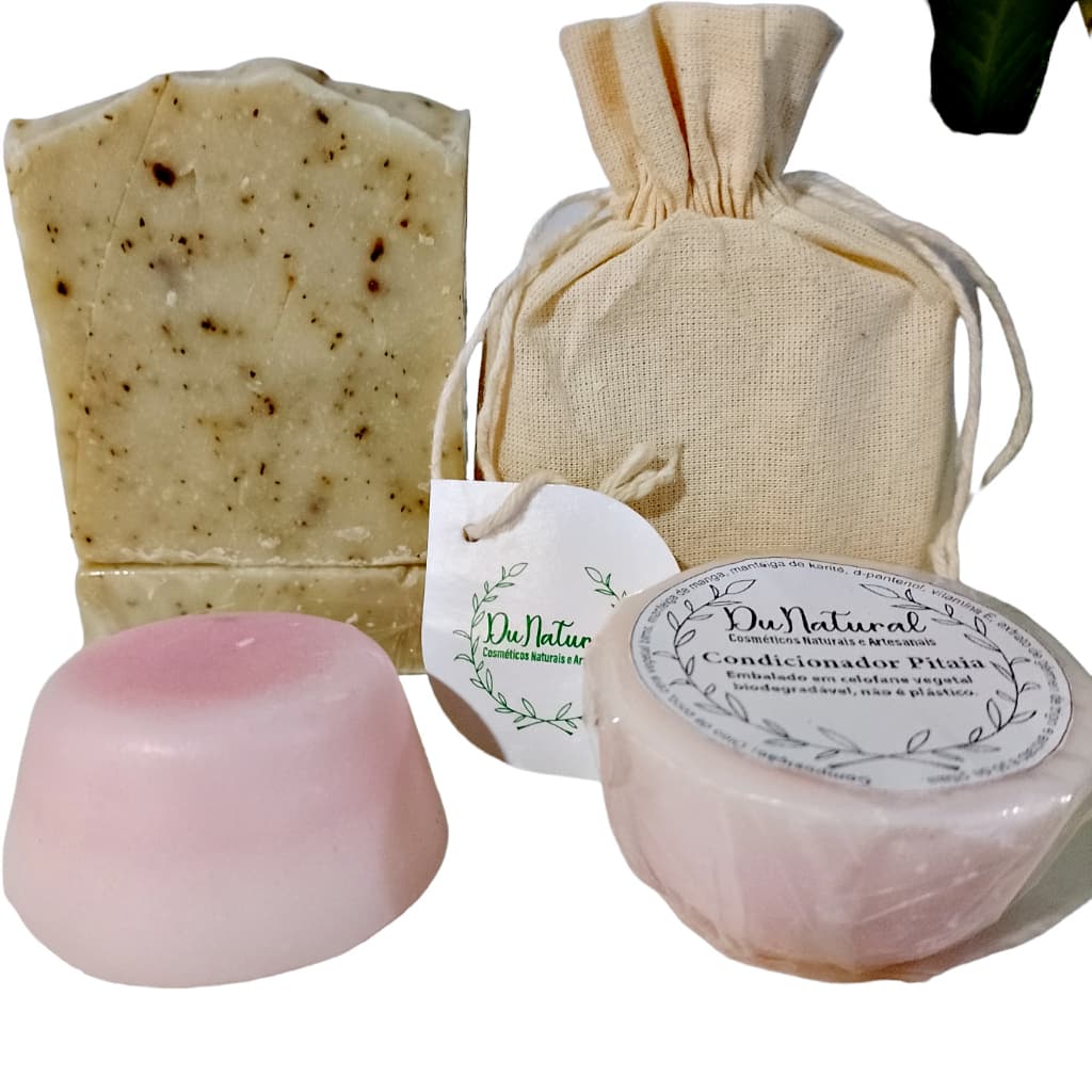 Shampoo e Condicionador Anticaspa Antiqueda Natural Crescimento Capilar Hidratante Solido Vegano em Barra