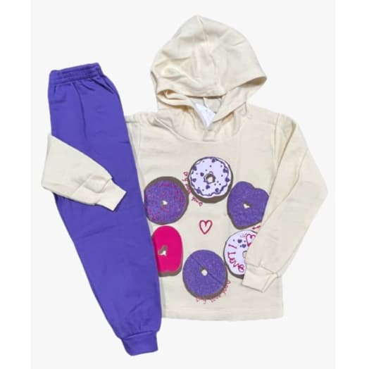 Conjunto moletom infantil Feminino com capuz 2 peças = 1 moletom + 1 calça