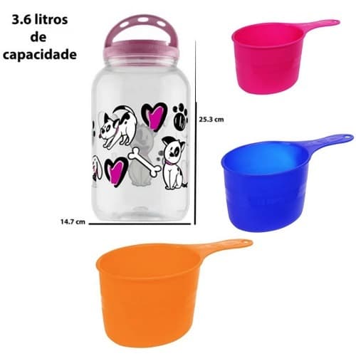 Porta Ração + 2 Medidor Cachorro Pet Ração REF 25