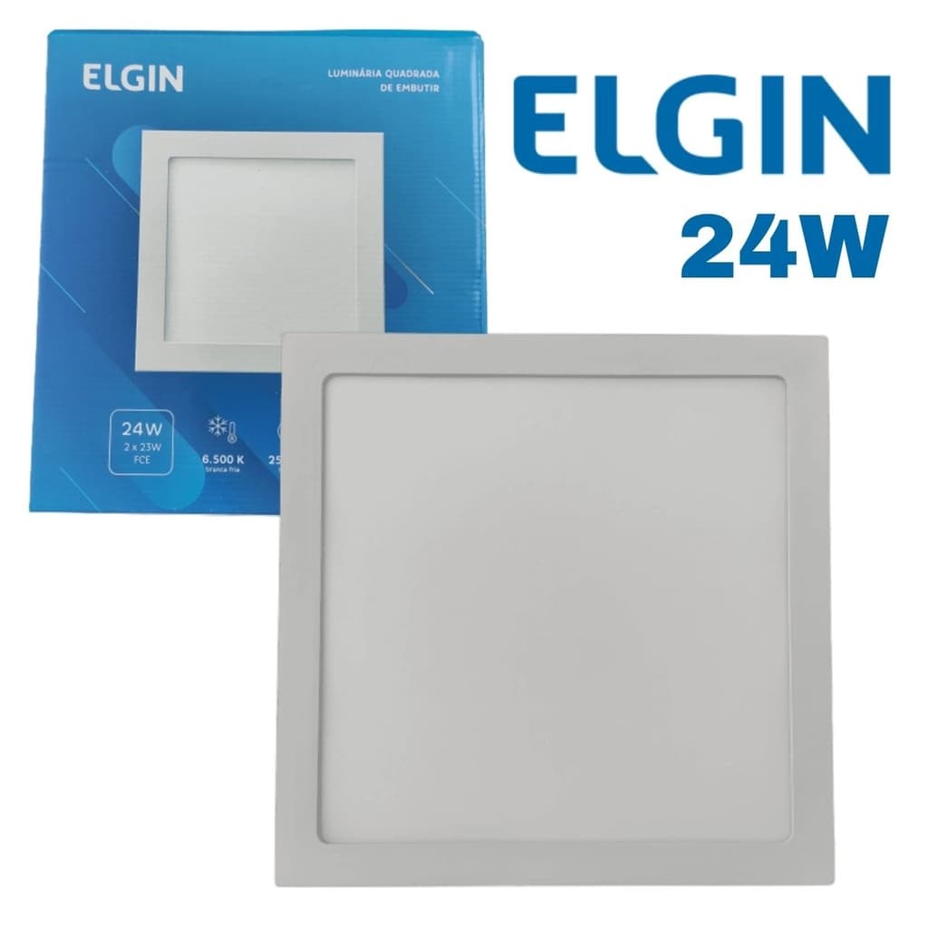 PAINEL PLAFON EMBUTIR 24W BRANCO FRIO QUADRADO BIVOLT 28x28cm - ELGIN
