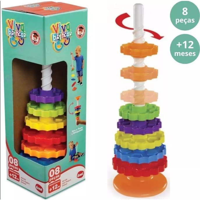 Brinquedo Educativo Giro Mágico Com 8 Peças Plástico Color - Brinquedos Infantil Brincando e Aprendendo Dismat