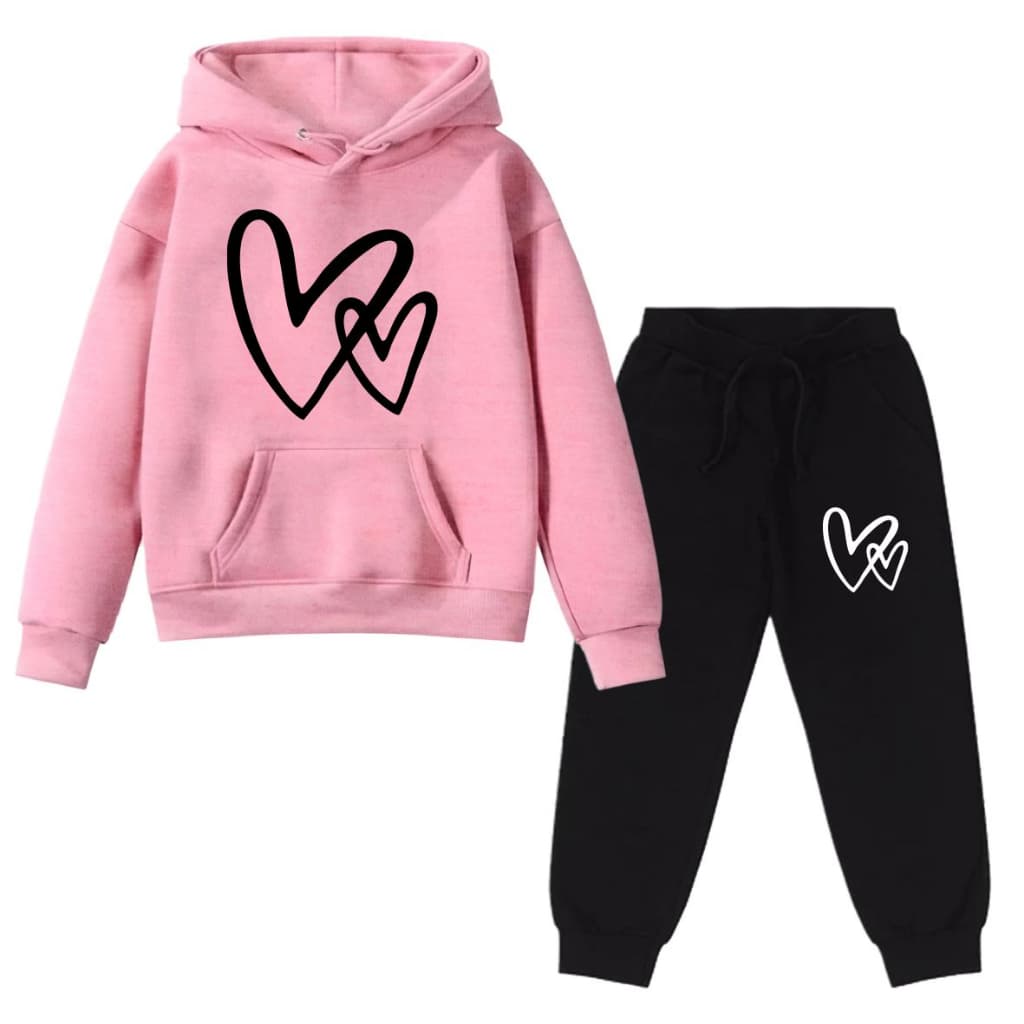 Kit Conjunto Blusa Moletom E Calça Moletom Infantil 2 Corações