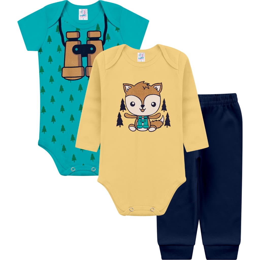 Body bebe longo MENINO ou MENINA KIT 3 Peças  Roupa De Bebe Body MEIA ESTAÇÃO Atacado - 1500