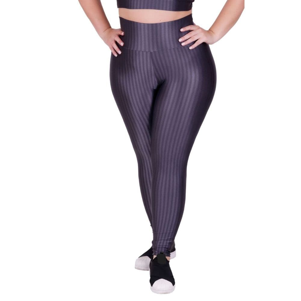 Calça Legging Fitness Plus Size Cirrê 3D Feminina Leg Grande para Academia Cintura Alta Laura 46 48 e 50